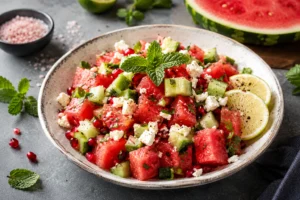 Fresh Watermelon Cucumber Salad made with juicy watermelon